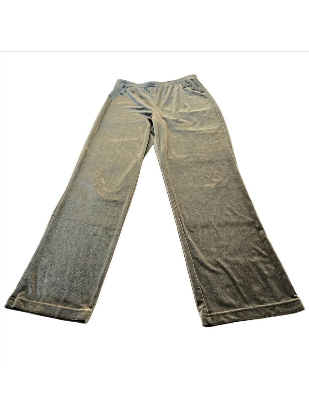 Women's Apostrophe Olive Green Velour Straight Leg Pants Size M